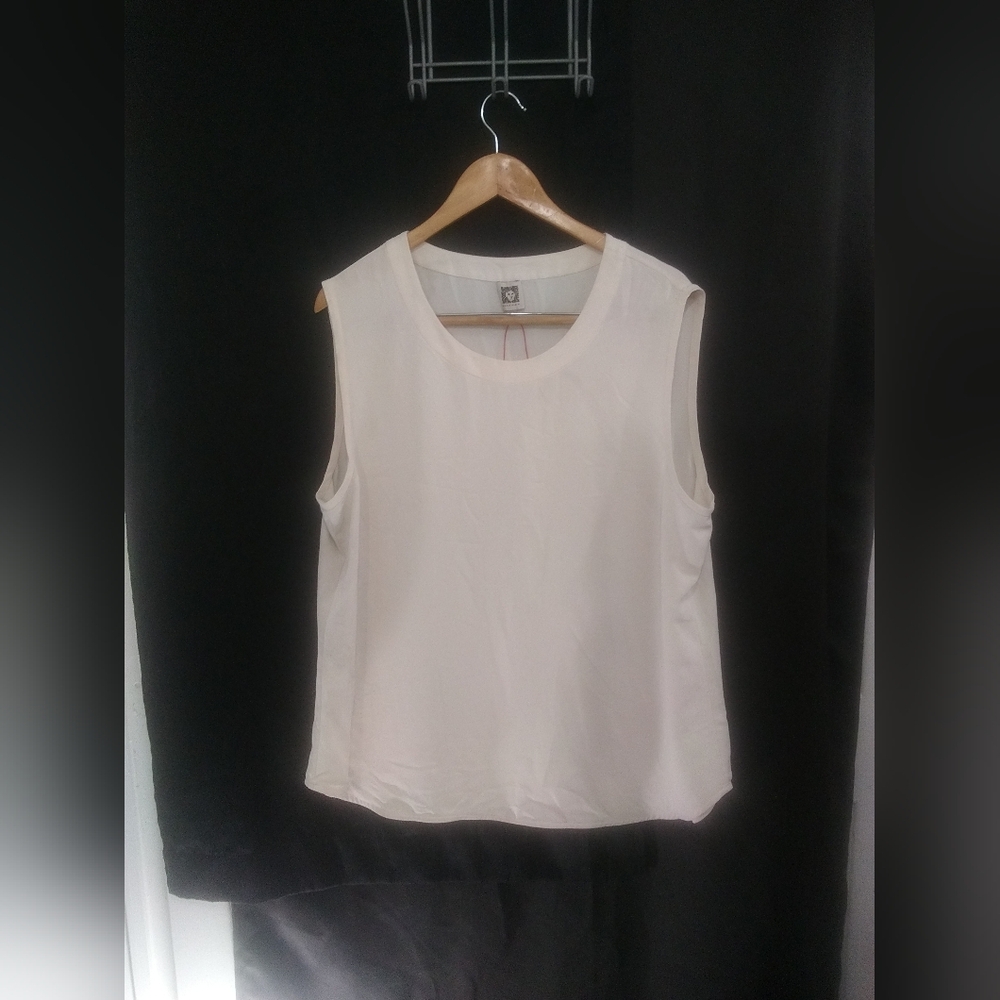 NWOT ANNE KLEIN cream Colored Sleeveless Shell Top Blouse Size XL